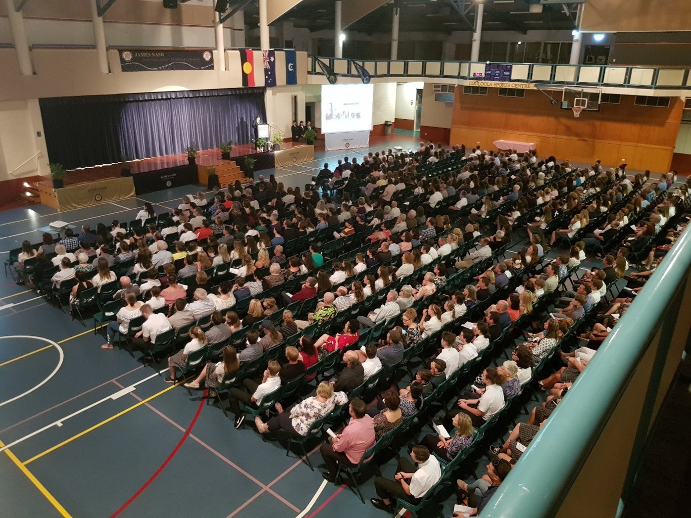 Large seating space on indoor sport court