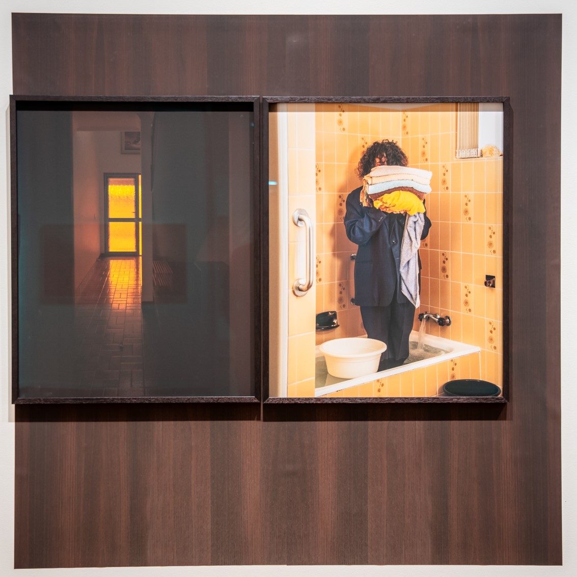 Kellie O’Dempsey, ‘Bathroom Scene and Amber Glass Door (with wood panelling)’