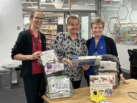 Gympie Regional Council staff with Cindy Buchan from Bravo Disability Support Network Inc. and the new For Active Minds Kits..jpg