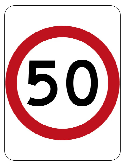 50km speed limit sign