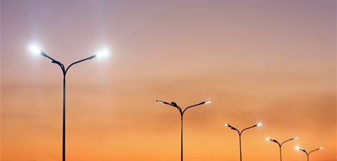 Street lighting at dusk