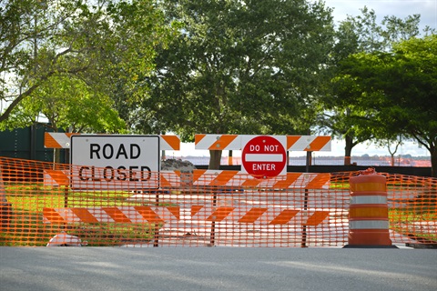 Road closed at construction site