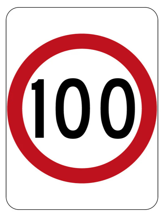 100km speed limit sign