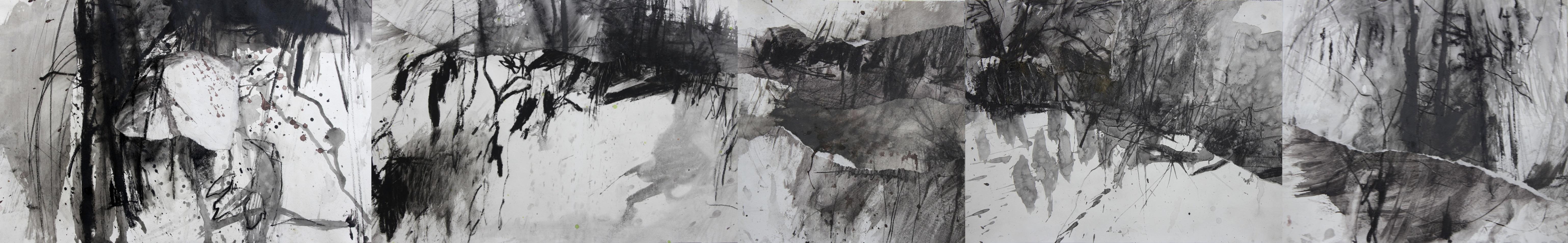 Barrett k creek study charcoal ink art graf on paper