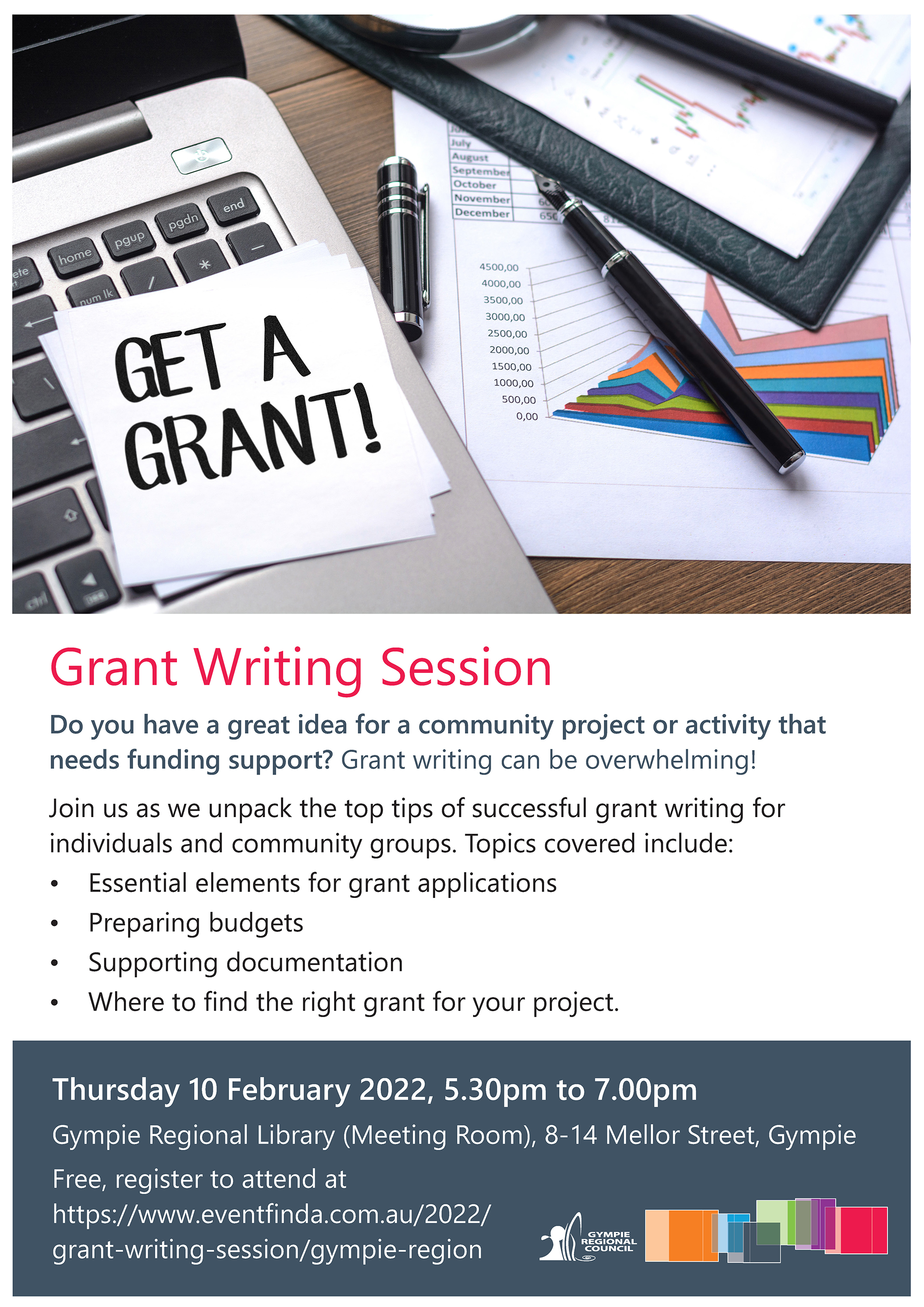 Grants writing session flyer feb 2022