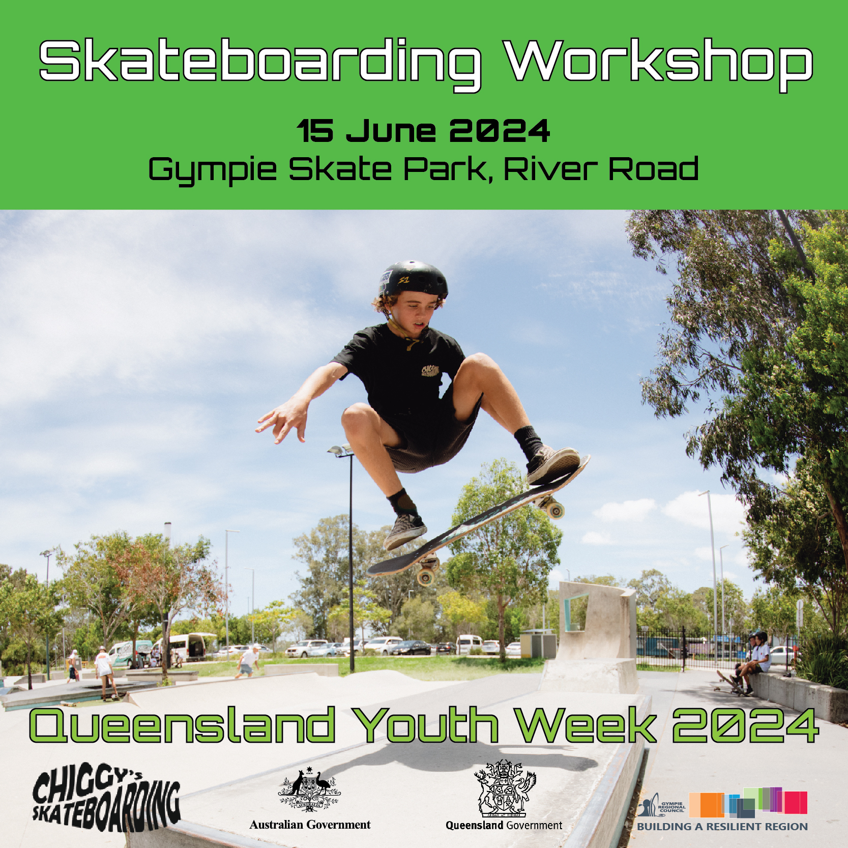 Youth week 2024 skateboarding gympie social tile